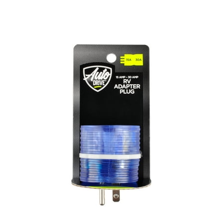 Auto Drive 15 to 30-Amp Universal RV Power Adapter with Light, Clear Blue, Fit RV Vehicle
