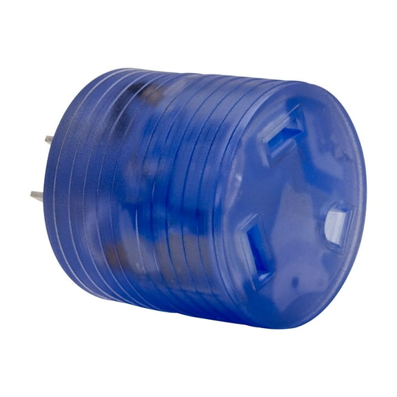 Auto Drive 15 to 30-Amp Universal RV Power Adapter with Light, Clear Blue, PVC and Copper