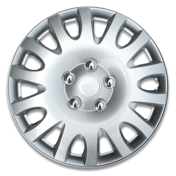 Auto Drive 16 Inch Silver Alloy Finish Hubcap Wheel Covers - Set of 4 - Fits Most Cars