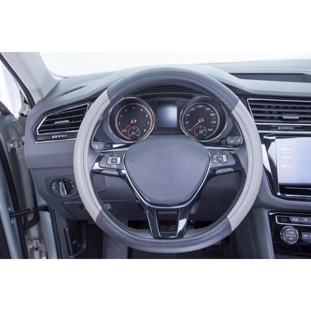 Auto Drive 1PC Steering Wheel Cover Complete Black/Gray Universal Fit