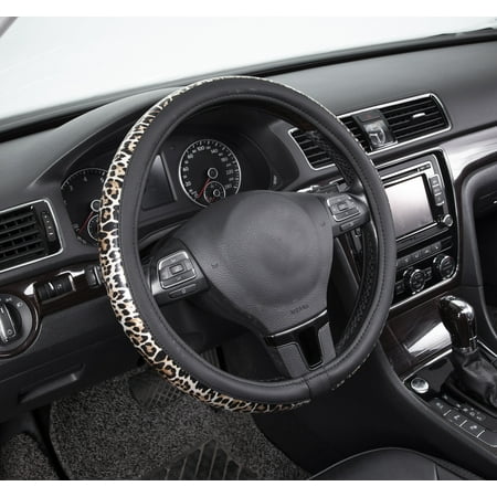 Auto Drive 1PC Steering Wheel Cover Rainbow Leopard Leatherette - Universal Fit,21SWC57