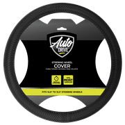 Auto Drive 1Piece Car Steering Wheel Cover Carbon Fiber Leather Black - Universal Fit, HGSWC04