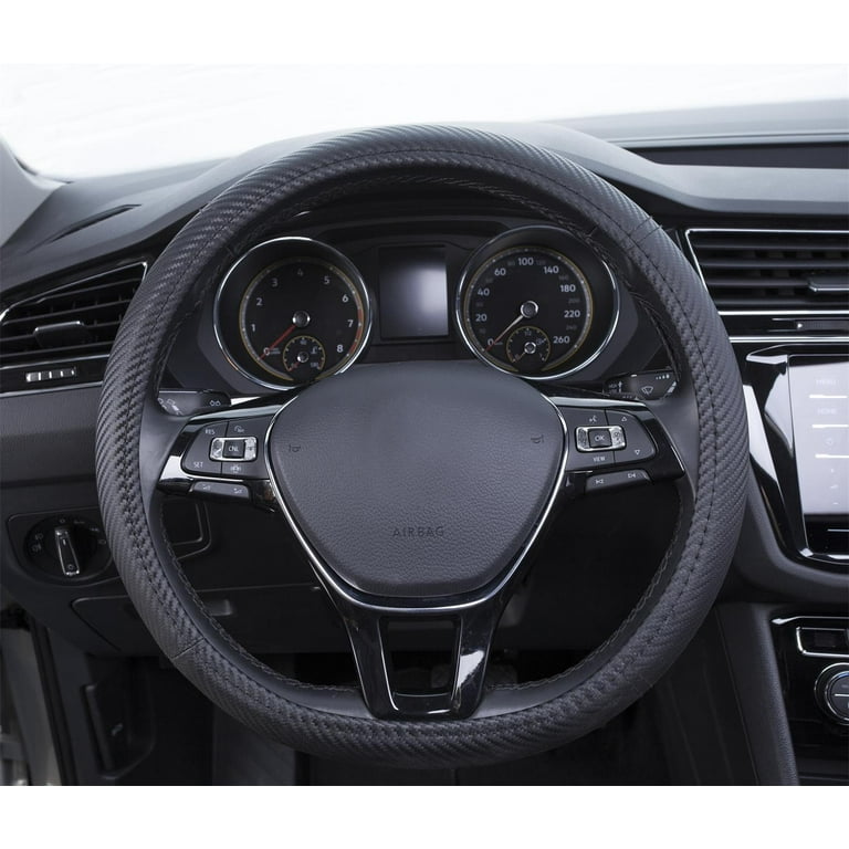 Auto Drive 1Piece Car Steering Wheel Cover Carbon Fiber Leather