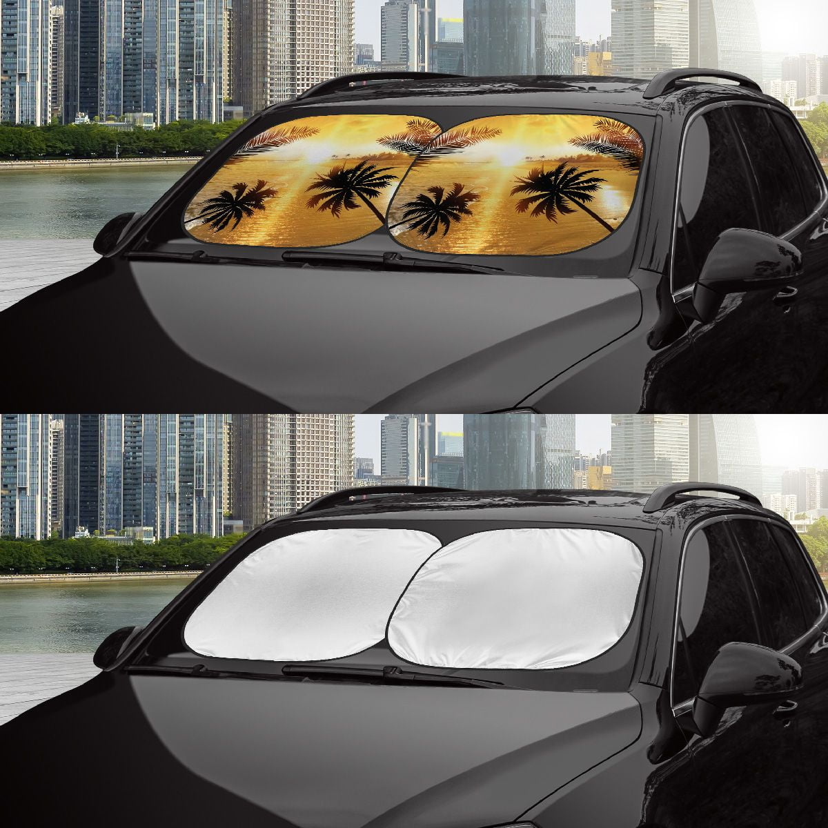 Auto Drive 2 Count Yellow Twist Sunshade of Product Size 28.5'' x 31.5''