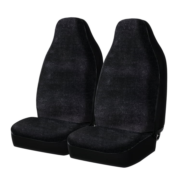 Auto Drive 2 Piece Car Seat Covers High Back Soft Faux Fur Polyester Black Universal Fit 2002SC101 Walmart