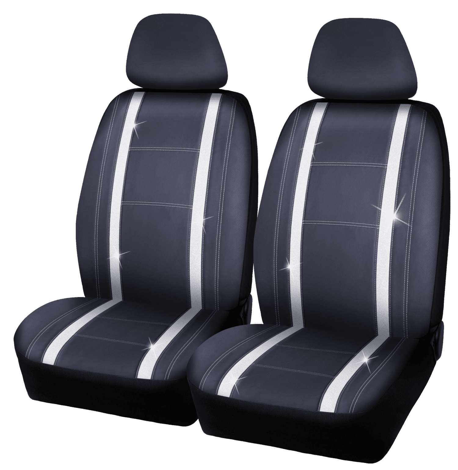 Auto Drive 2 Piece Checker Diamond Car Seat Cover Premium Leather Black, Universal Fit - 2102SC035