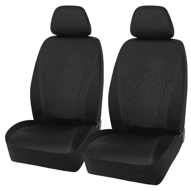 Auto Drive 2 Piece Low Back Gel Cooling Car Seat Cover Polyester Black
