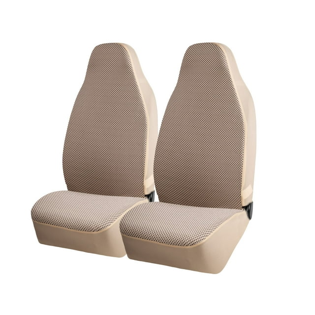 Auto Drive 2 Piece Starla High Back Seat Covers Jacquard Polyester Tan, Universal Fit, AD081703TAN