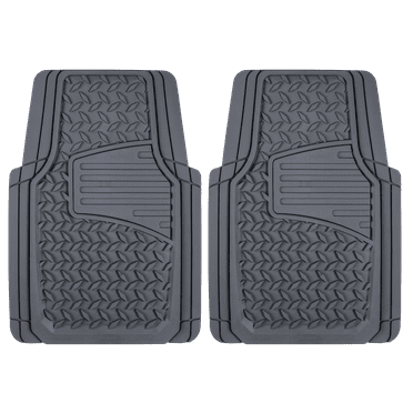 Auto Drive 2PC RUBBER Floor Mats Diamond Plate GREY- Universal Fit for Cars, Trucks,AD071715B