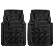 Auto Drive 2PC Rubber Floor Mats Diamond Plate Black- Universal Fit for Cars, Trucks,AD071714B
