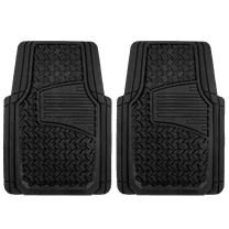 Auto Drive 2PC Rubber Floor Mats Diamond Plate Black- Universal Fit for Cars, Trucks,AD071714B