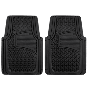 Auto Drive 2PC Rubber Floor Mats Diamond Plate Black- Universal Fit for Cars, Trucks,AD071714B