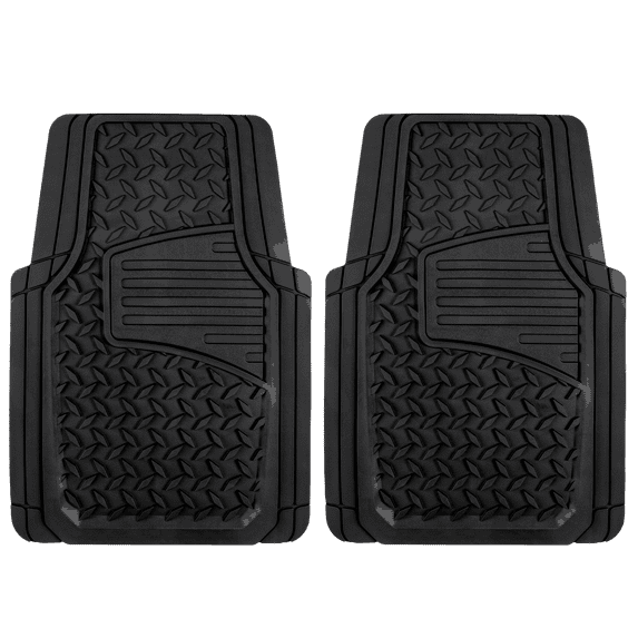 Auto Drive 2-Piece Automotive Floor Mats, Diamond Plate Black, Universal Fit, AD071714B