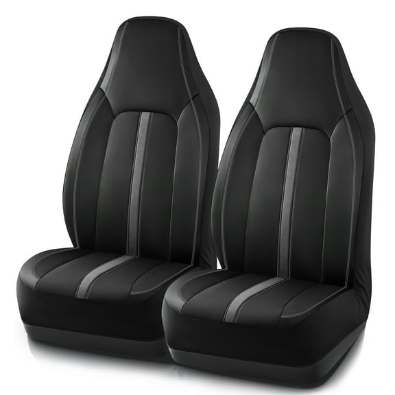 Auto Drive 2PC Stripe Grey Seat Cover - Universal Fit, Assembled Product 24SC161