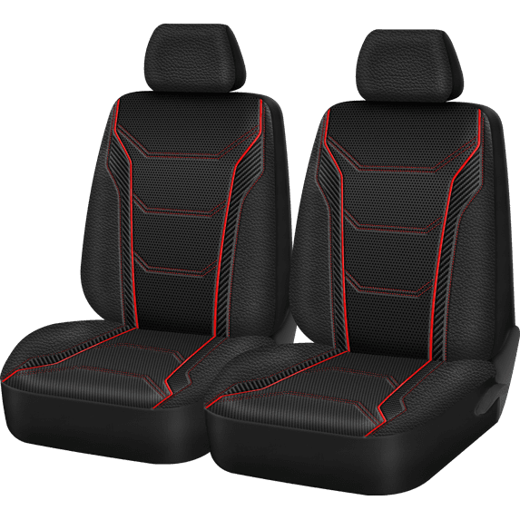Auto Drive 2Piece Car Seat cover Carbon Fiber Black with Piping - Universal Fit, 23SC172