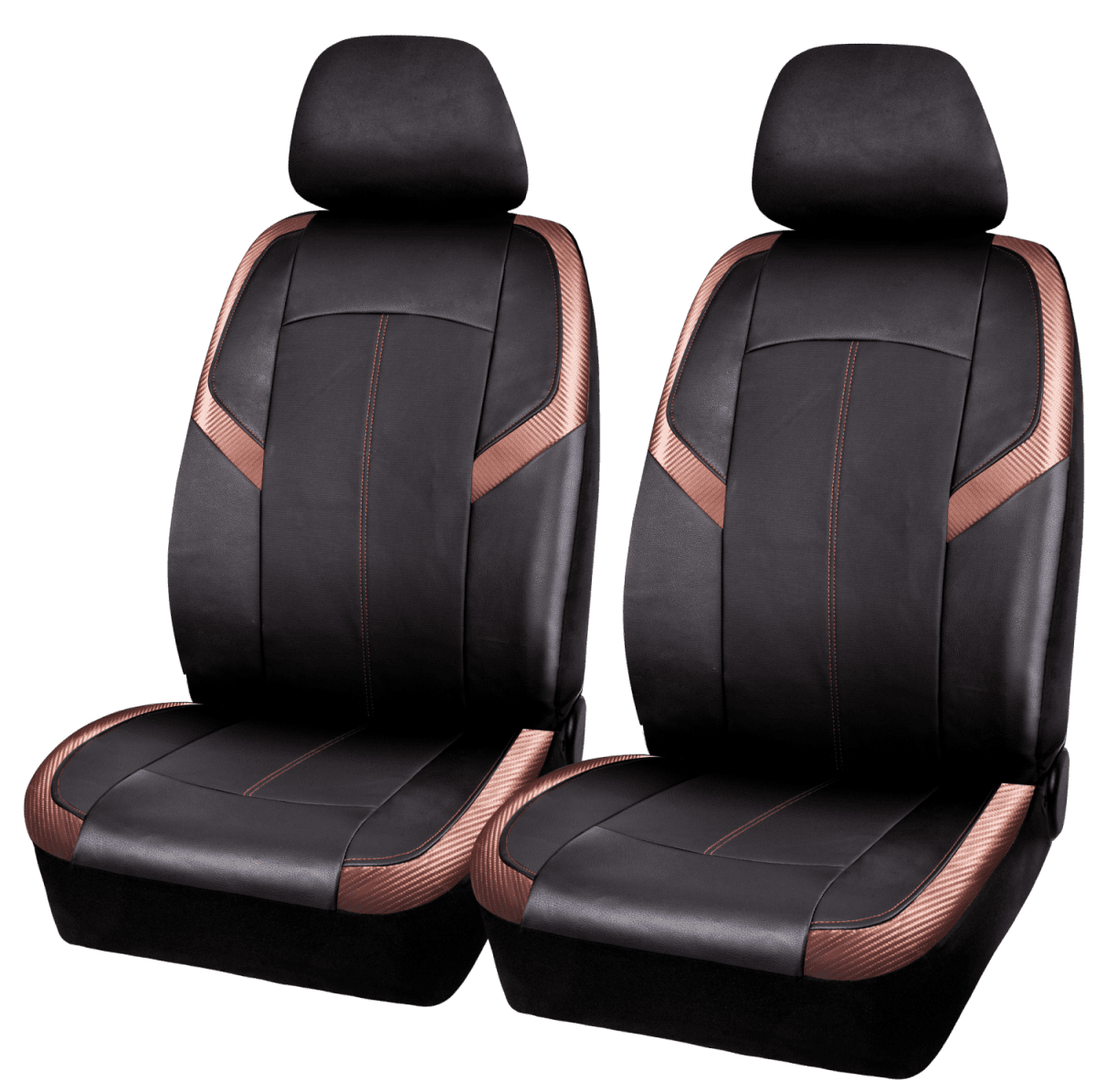 Auto Drive 2Piece Carbon Fiber Car Seat Covers Leather Copper