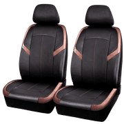Auto Drive 2-Piece Faux Copper Leather Car Seat Covers design with Carbon Fiber , Universal Fit