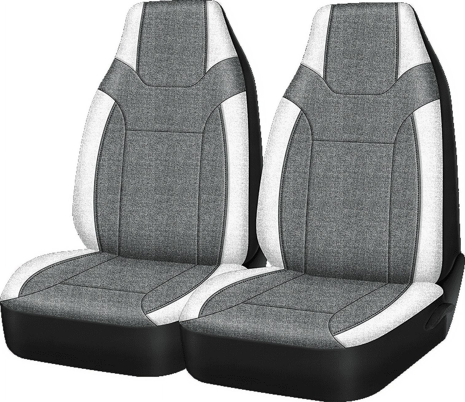 Auto Drive 2-Piece Electric Vehicle & Car Seat Cover Polyester White Leather - Universal Fit, 23SC85