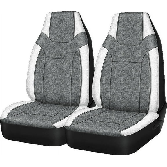 Auto Drive 2Piece Electric Vehicle & Car Seat Cover Polyester White - Universal Fit, 23SC85