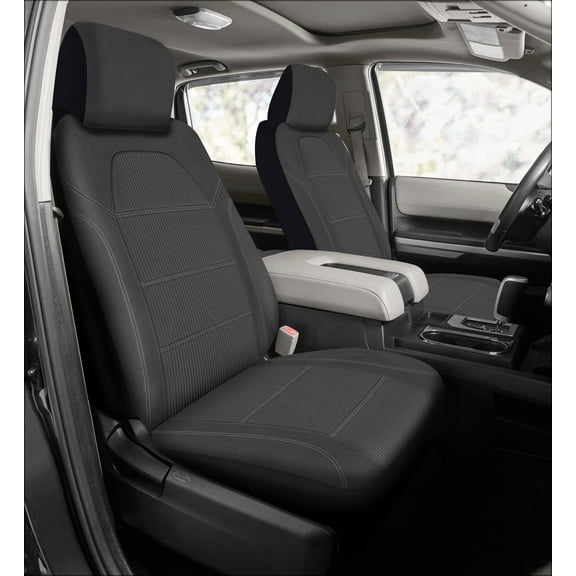 Auto Drive 2Piece Truck Seat Cover Santos, Jacquard Black - Universal Fit, 2202SC08