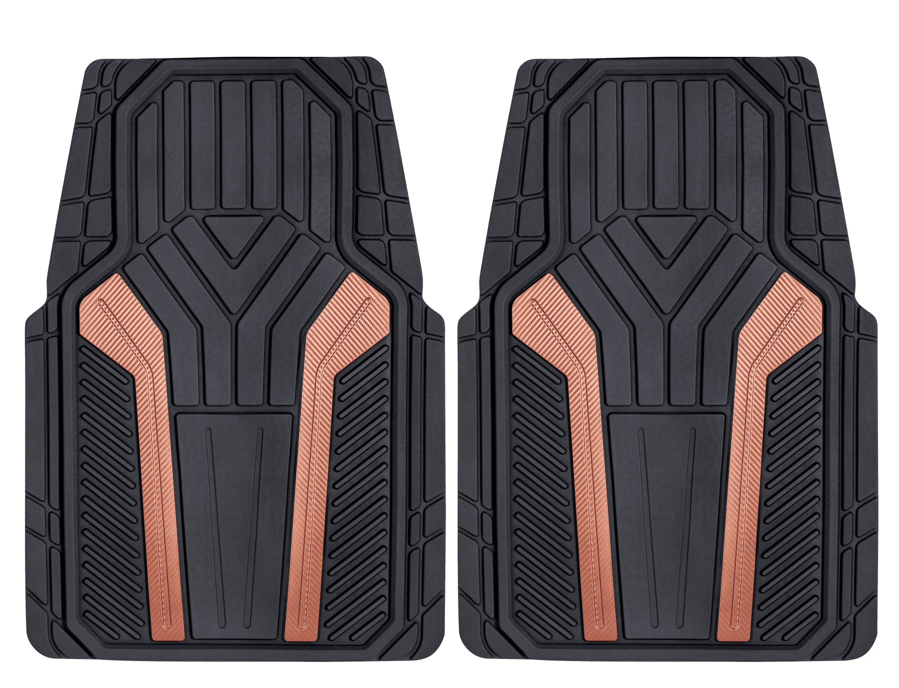 Auto Drive 2pc Rubber Floor Mats Carbon Fiber Copper Universal Fit