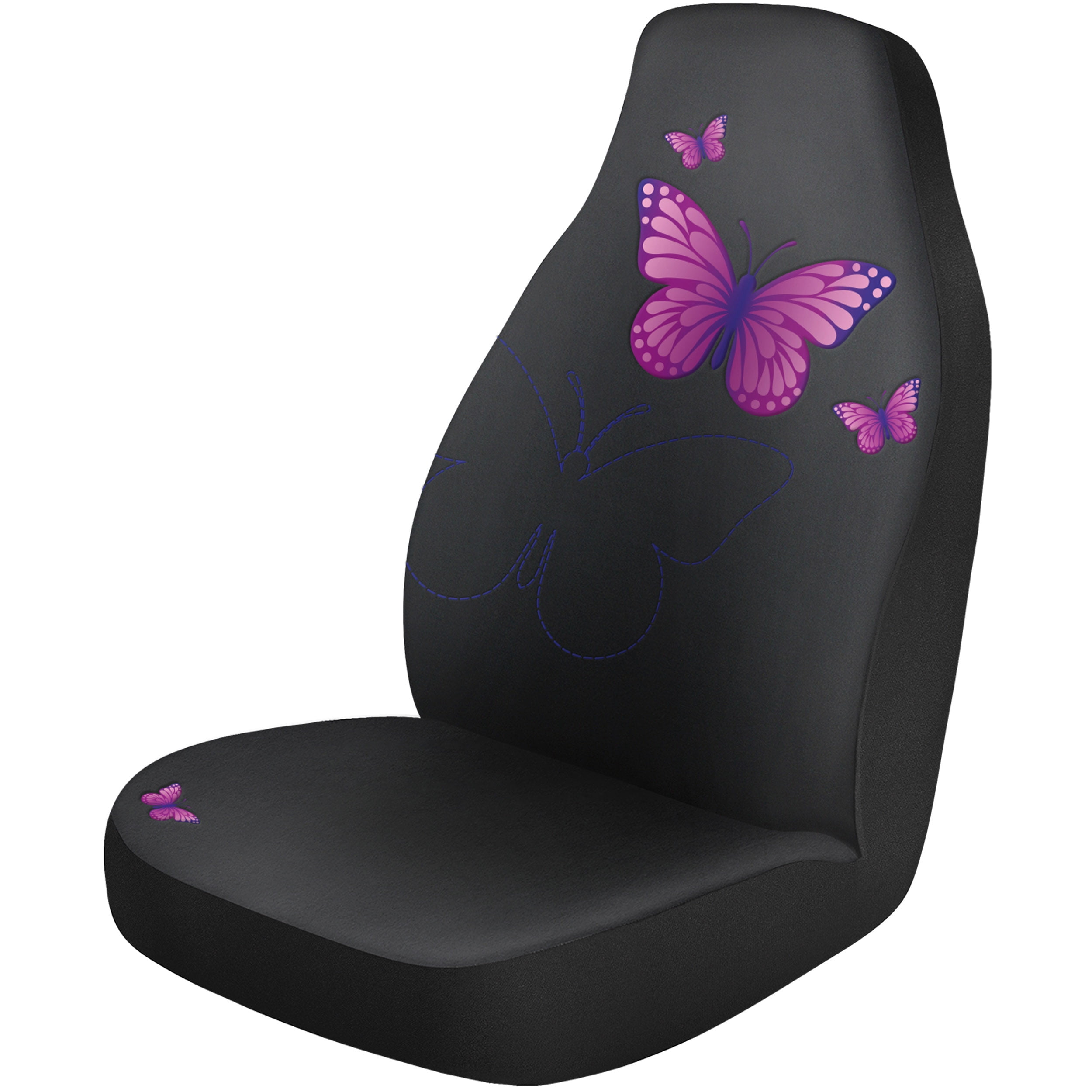 Auto Drive Piece Black Pink Butterfly Polyester Car Seat Covers