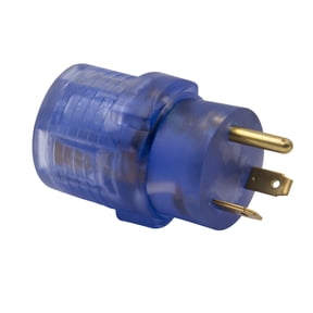 Auto Drive 30 to 50-Amp Universal RV Power Adapter with Light, Clear Blue, Material: PVC, Copper