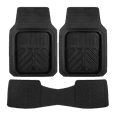 Auto Drive 3PC Rubber Floor Mat Set Deep Utility Black Universal Fit