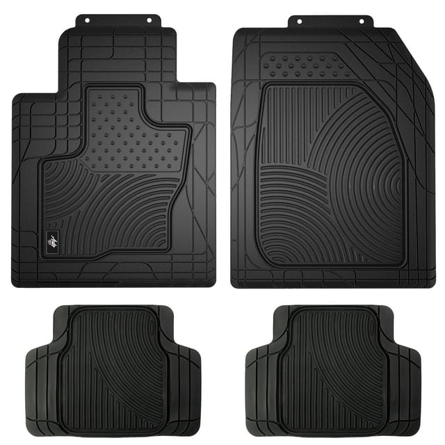 Auto Drive 4 Piece Black Custom Fit Rubber Floor Mats for SUV and