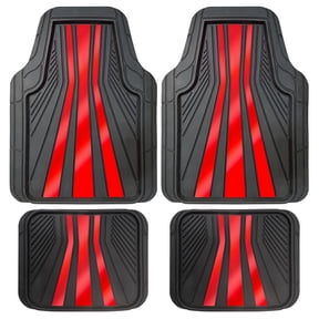 Auto Drive 4-Piece Black & Red All-Weather Rubber Floor Mat Set – Heavy Duty Universal Trim-to-Fit Car, Suv & Truck Mats