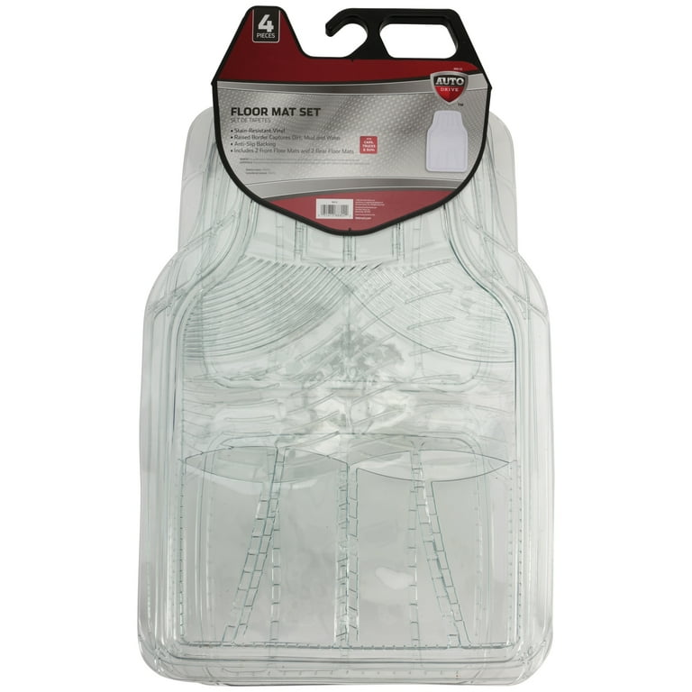 Auto Drive 4 Piece Clear Anti Slip Pvc Vinyl Car Floor Mat Set
