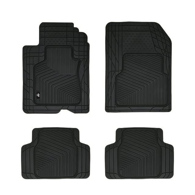 Auto Drive 4 Piece Custom Fit Car Rubber Floor Mats Black, 82320WDI