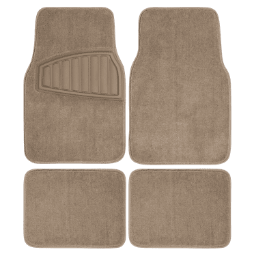 Auto Drive 4PC Carpet Car Floor Mat Tufted Polyester Tan - Universal Fit, 202WM66