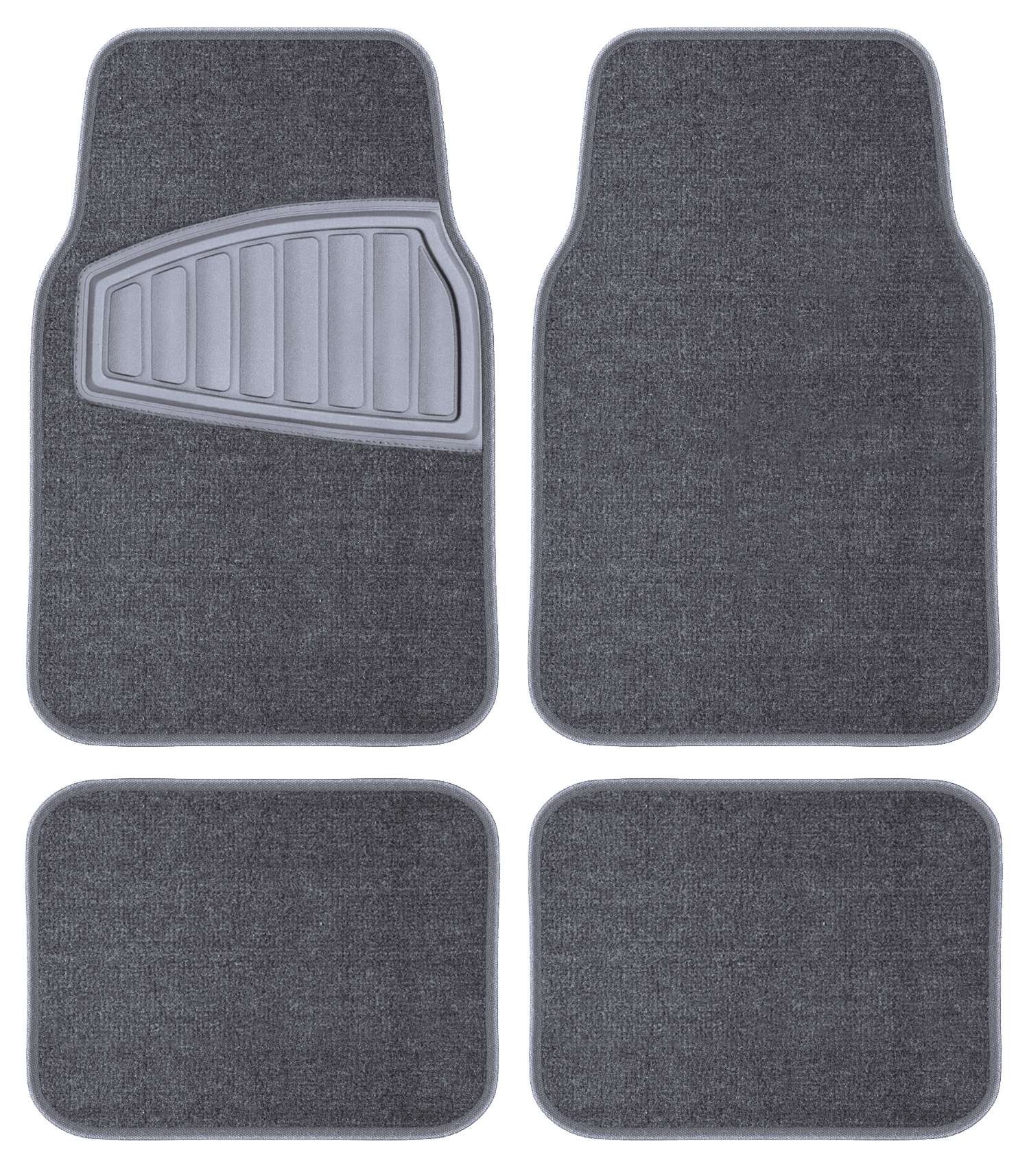 Auto Drive 4PC Carpet Car Mat Tufted Polyester Grey - Universal Fit, 202WM88