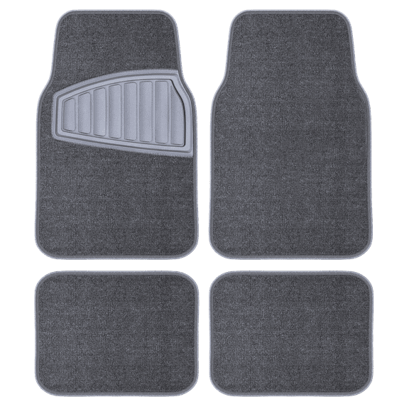 Auto Drive 4PC Carpet Car Mat Tufted Polyester Grey - Universal Fit, 202WM88