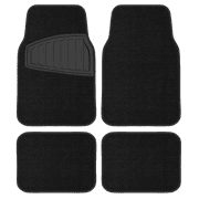 Auto Drive 4PC Carpet Floor Mat Tufted Carpet Black - Universal Fit, 202WM38