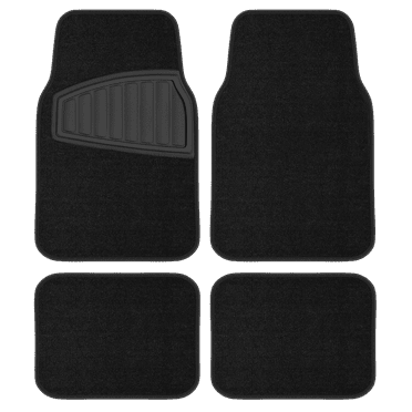 Auto Drive 4PC Carpet Floor Mat Tufted Carpet Black - Universal Fit, 202WM38