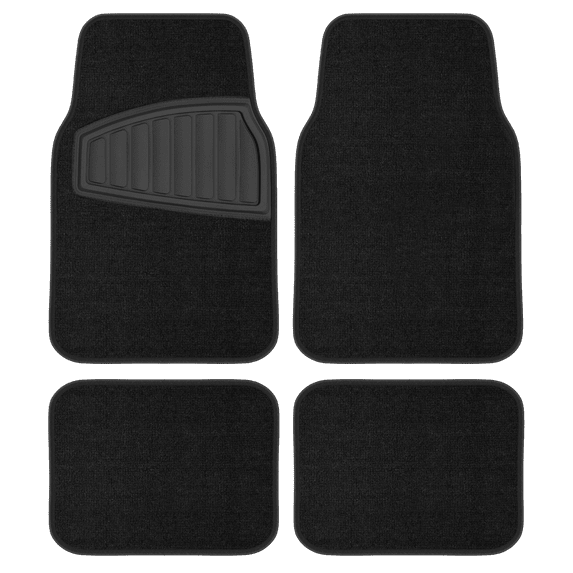 Auto Drive 4PC Carpet Floor Mat Tufted Carpet Black - Universal Fit, 202WM38