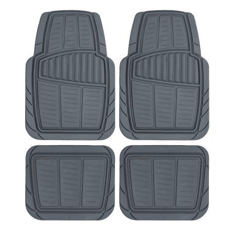Auto Drive 4piece Premium Rubber Car floor Mat Toll Grey- Universal Fit for Cars, Trucks,202WM31