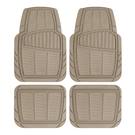 Auto Drive 4-Piece Premium Rubber Floor Mat Toll Tan- Universal Fit for Cars, Trucks,202WM32