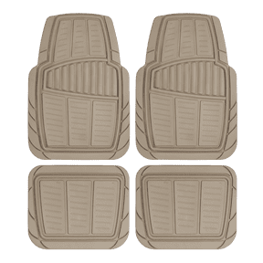 Auto Drive 4-Piece Premium Rubber Floor Mat Toll Tan- Universal Fit for Cars, Trucks,202WM32