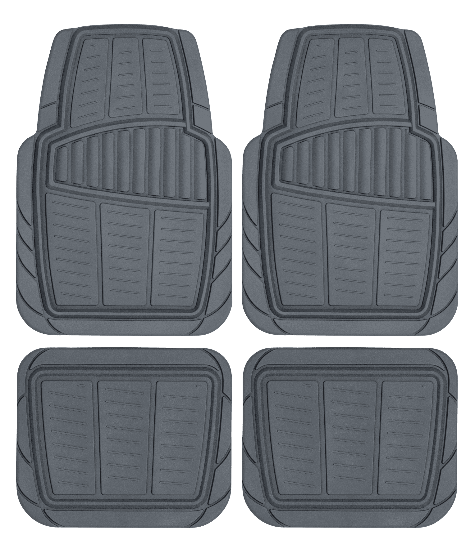 Auto Drive 4PC Rubber Car Floor Mat Toll Grey - Universal Fit