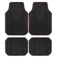 Auto Drive 4PC Rubber Floor Mats Hybrid Sports Red Universal Fit