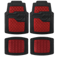 Auto Drive 4PC Rubber Floor Mats Metallic Plate Red Universal Fit