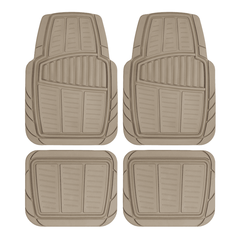 Auto Drive 4PC Rubber Floor Mats Toll Tan Universal Fit