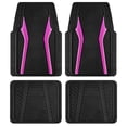 thumbnail image 1 of Auto Drive 4-Piece Rubber Car Floor Mats, Carbon Fiber Pattern, Pink, Universal Fit, 1 of 12