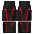 thumbnail interactive-video image 1 of Auto Drive 4Piece Rubber Car Floor Mats Carbon Fiber Red - Universal Fit, 22WM69-1, 1 of 9