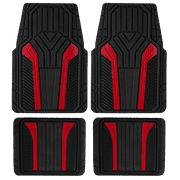 Auto Drive 4Piece Rubber Car Floor Mats Carbon Fiber Red - Universal Fit, 22WM69-1