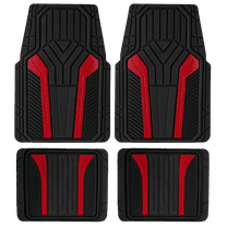 Auto Drive 4Piece Rubber Car Floor Mats Carbon Fiber Red - Universal Fit, 22WM69-1