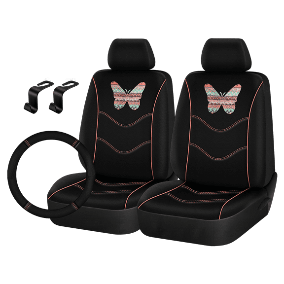 Auto Drive 5Piece Car Seat Cover Polyester Butterfly - Universal Fit, 23SC183
